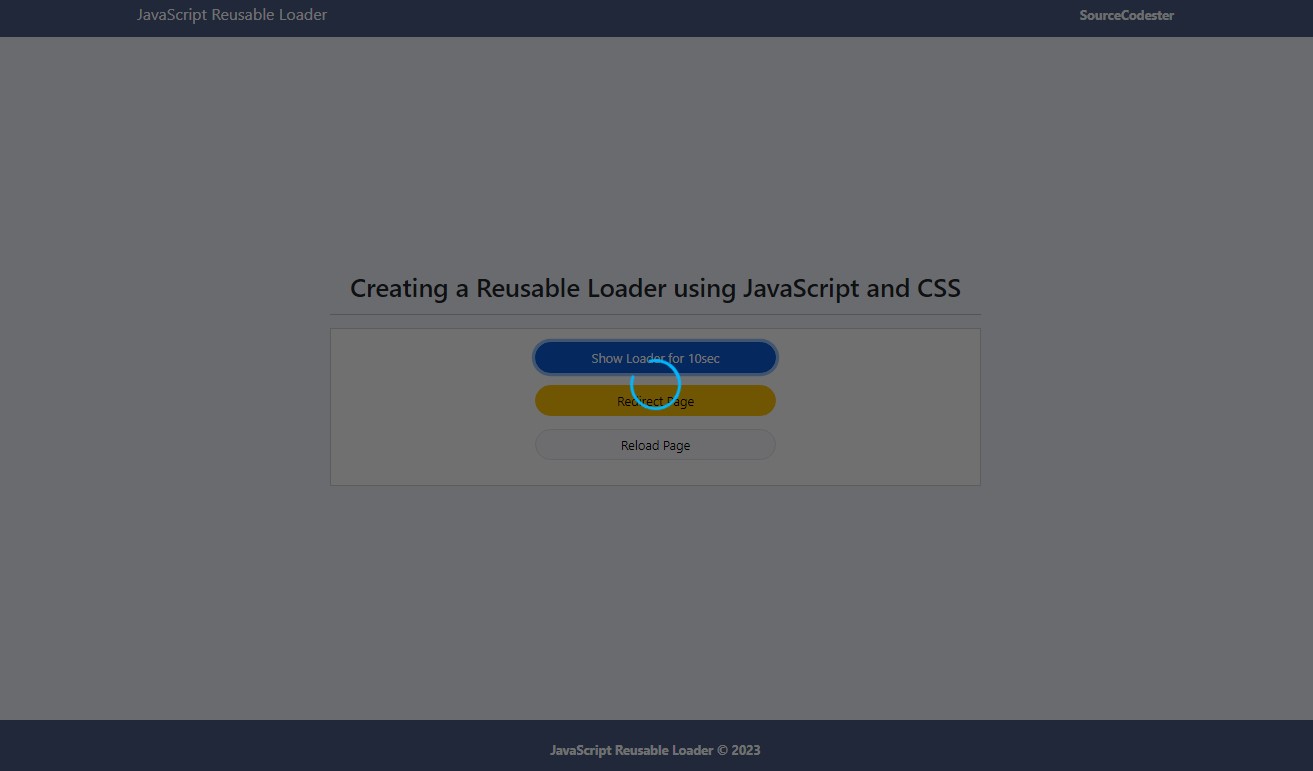 Reusable Page Loader using CSS and JS