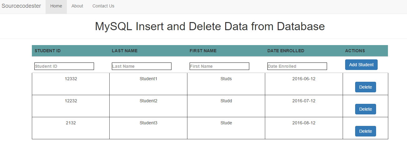 Example Of Add Edit And Delete Record Using Codeigniter Mysql Select