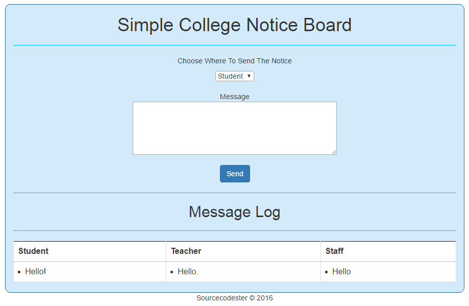 Simple College Notice Board Free Source Code Projects and Tu