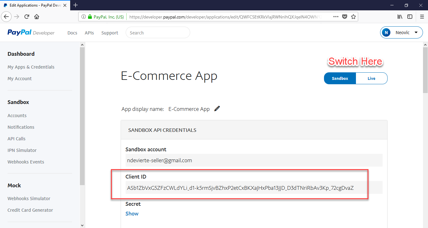 paypal app client id