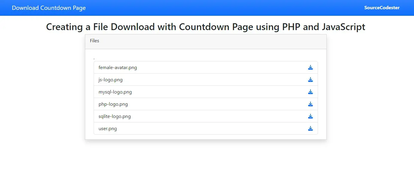 PHP-JS File Download Page - Main Page