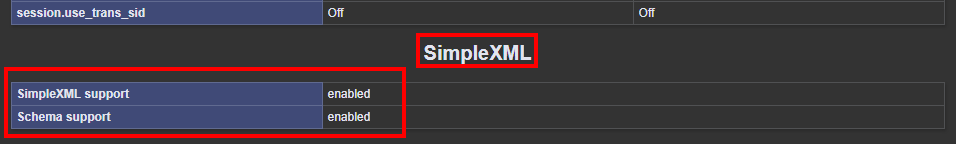 Checkig SimpleXML extension using phpinfo function