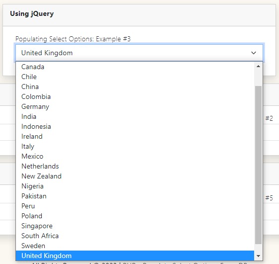 Populating SELECT Element with Data from MySQL Database