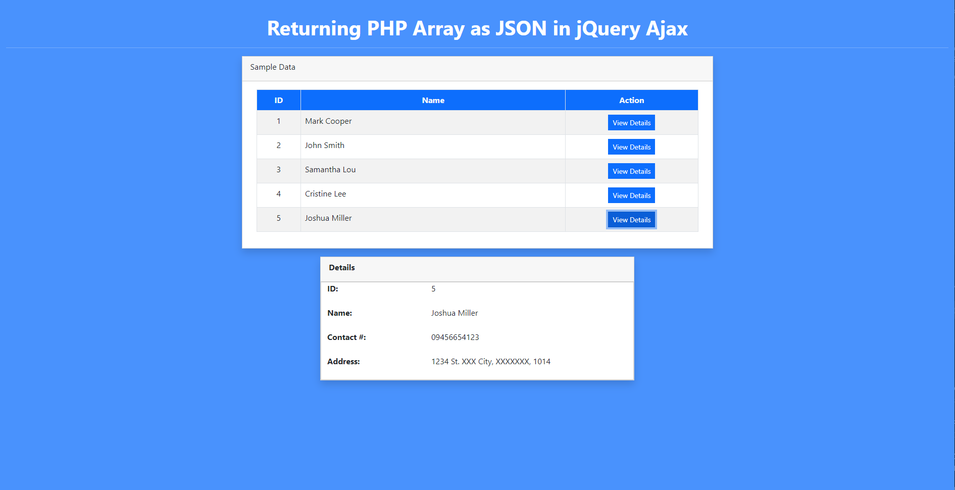 Returning PHP Array as JSON in Ajax Request