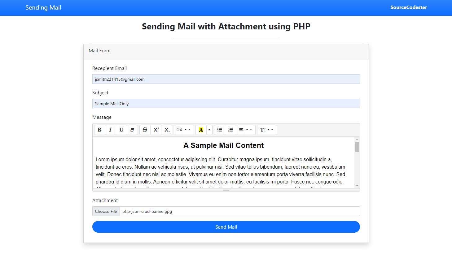 Sending an HTML with Attachement Mail using PHP