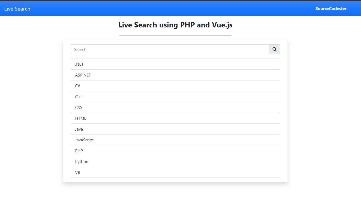 Live Search using PHP, Vue.js, and Fetch API