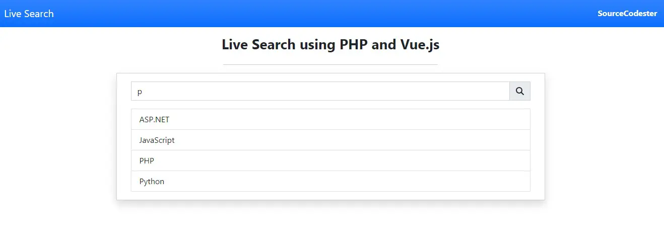Live Search using PHP, Vue.js, and Fetch API