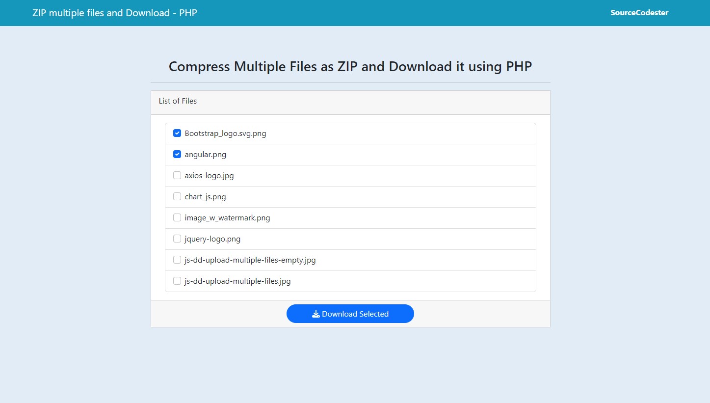 Zip multiple Files and Download using PHP