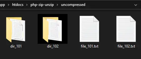 Extracting the compressed file in PHP
