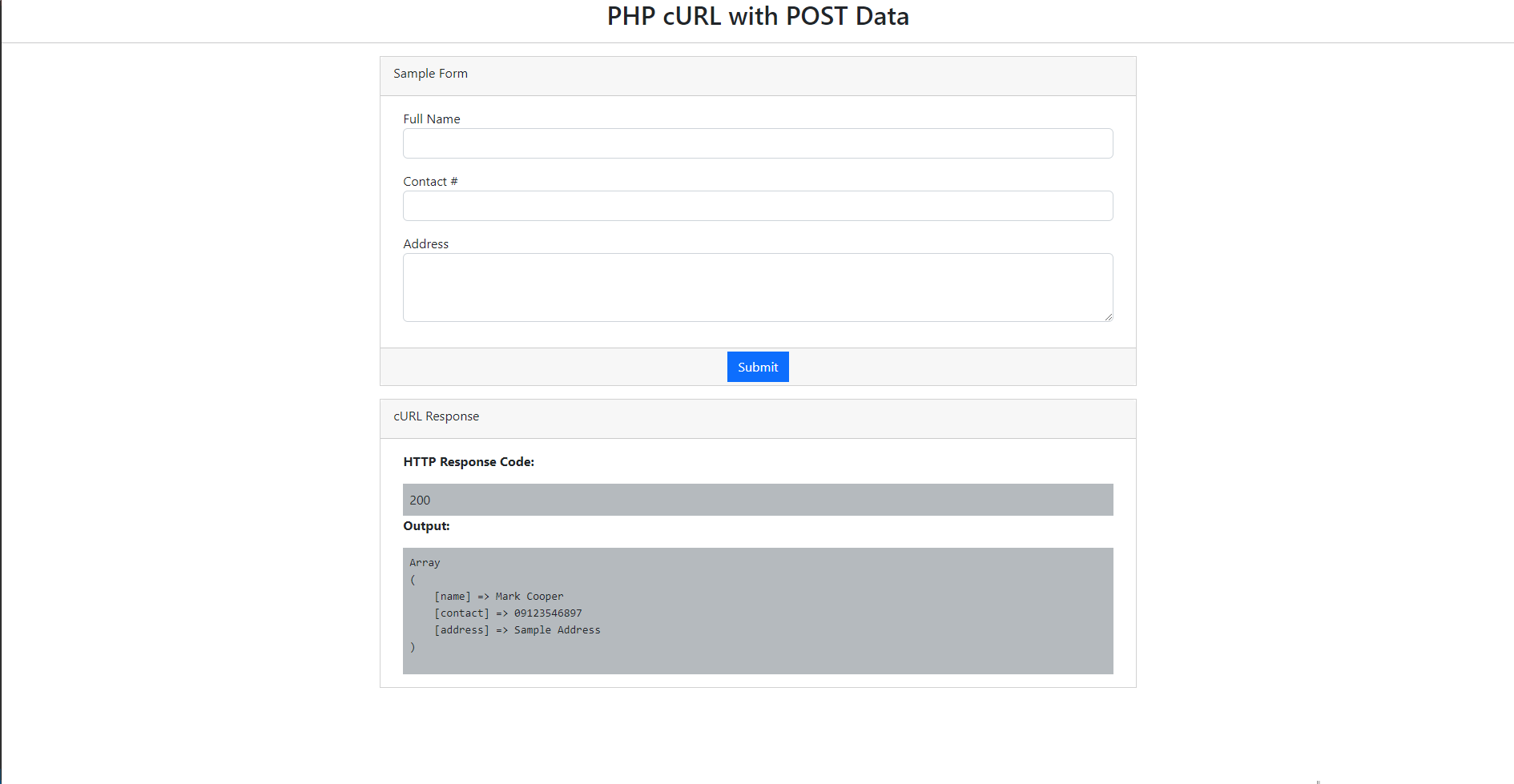Using PHP cURL with POST Data
