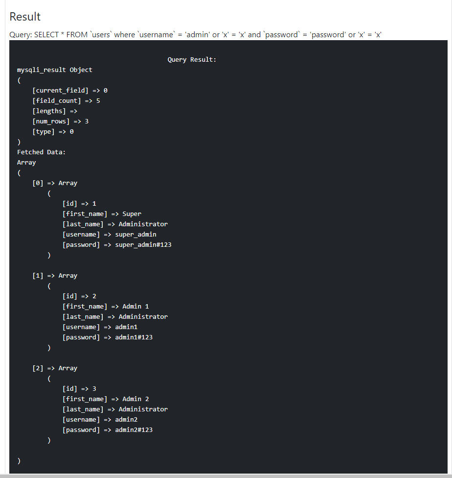 PHP Preventing SQL Injection -Vulnerable Result