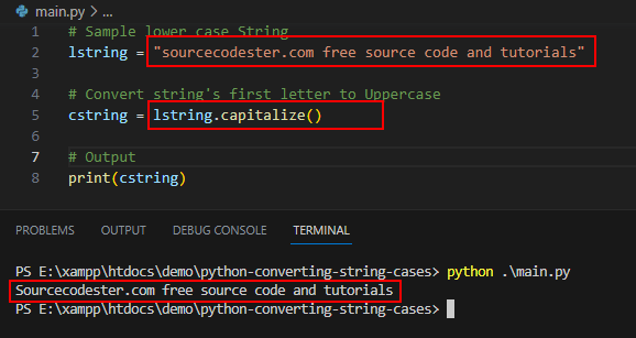 How to Convert string First Letter to Upper Case in Python