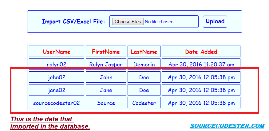 Php Script To Update Database From Excel