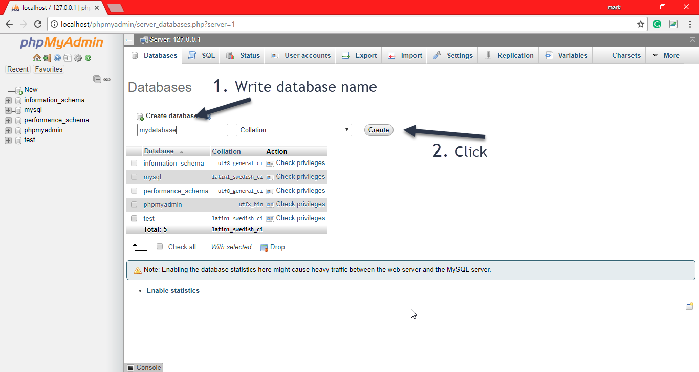 creating a new database