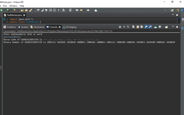 Text to Morse Code and Binary | SourceCodester