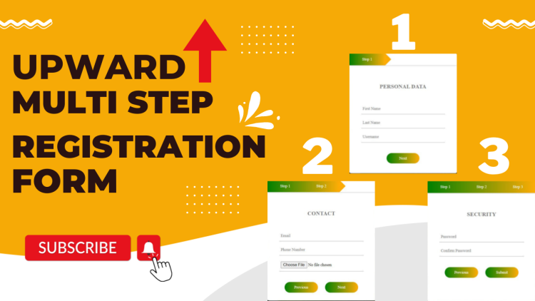Multi step Registration Form Template using HTML JavaScript and CSS