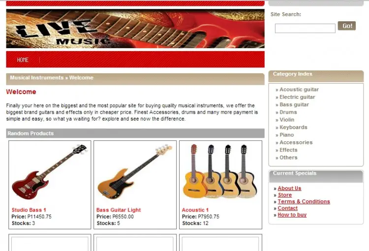 Online Musical Instrument Selling System | Free Source Code Projects