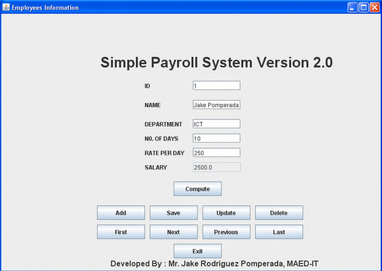 Simple Employee Payroll System Version 2.0 | SourceCodester