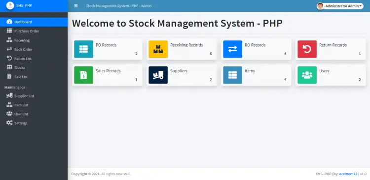 Stock Management System in PHP/OOP with Source Code