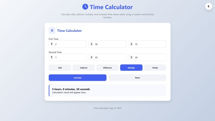 Time Calculator App Using HTML, CSS and JavaScript with Source Code ...