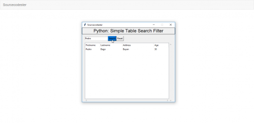 Simple Table Search Filter Python Simple Table Search Filter Python