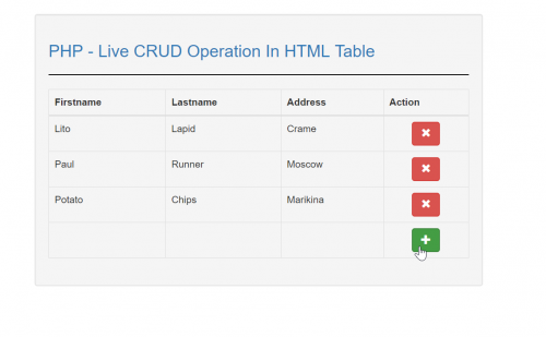 PHP - Live CRUD Operation In HTML Table | Free Source Code & Tutorials