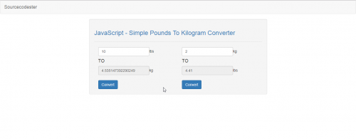 JavaScript Simple Pounds To Kilogram Converter Free Source Code 