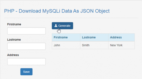 PHP - Download MySQLi Data As JSON Object | Free Source  