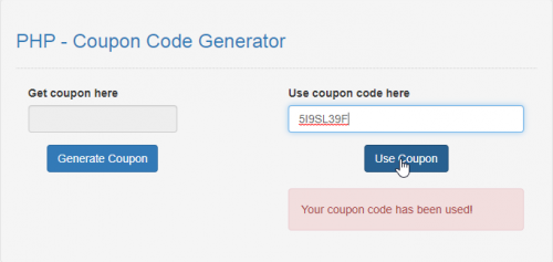 Coupon code generator php script