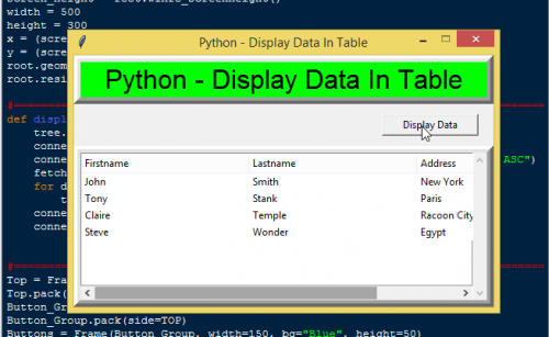Python - Display Data In Table Source Code | Free Source Code & Tutorials