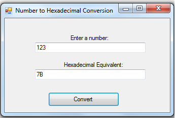 Convert Number to Hexadecimal in VB.NET | Free source code, tutorials ...