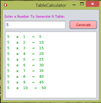 table generator - Table Generator Application Java Programming - Free Source Code