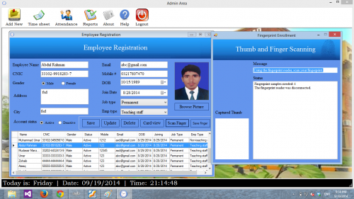 addempoloyee - Bio-metric (Finger Print) Based Attendance system - Free Source Code