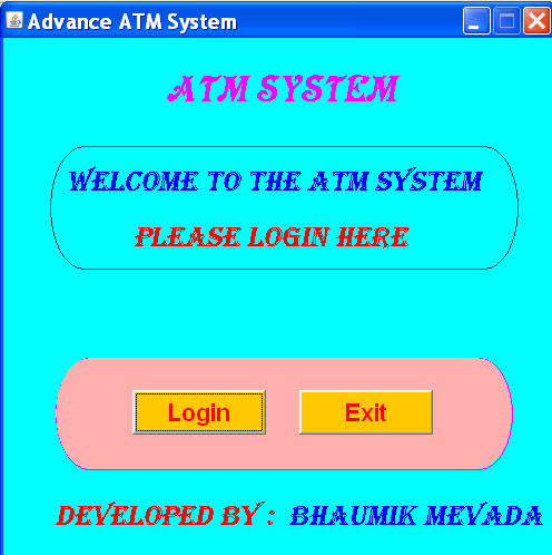 atm main page - Advance ATM System in Java - Free Source Code