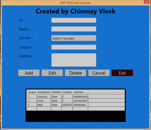 screenshot 3 - CRUD using WPF and MS Access - Free Source Code