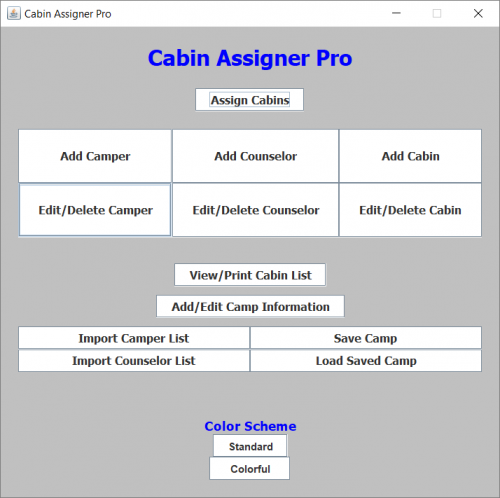 home screen standard - Cabin Assigner Pro - Free Source Code