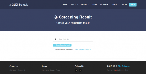 screening result - PHP School Admission Processing System PHP/MYSQL Source Code