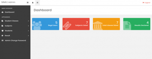 admin dashboard - PHP Student Result Processing System Tutorial Source Code