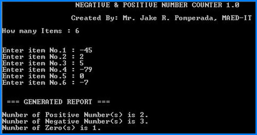neg - Negative, Positive and Zero Number Counter 1.0 - Free Source Code