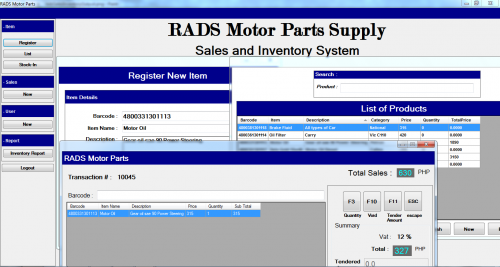 radssalesinventoryoutput 0 - RADS Motor Parts Sales and Inventory System with Barcode Technology - Free Source Code