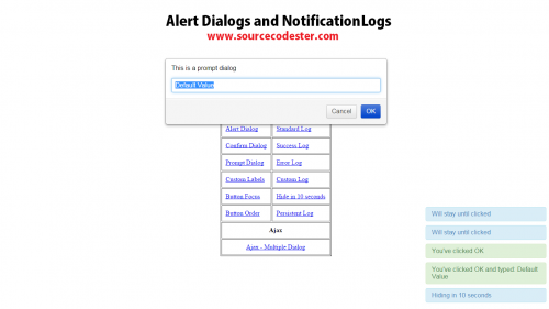 alert - Dialogs and Notification Logs using Jquery - Free Source Code
