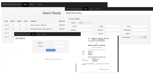 PHP Baptismal Information System using PHP/MYSQL Source Code