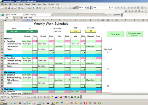 create a daily schedule in excel