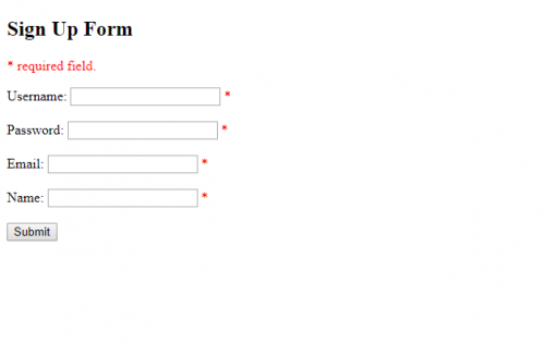 simple sign up form