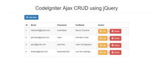 codeigniter crud ajax - CodeIgniter Ajax CRUD using jQuery - Free Source Code