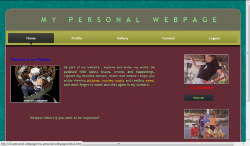 my personal webpage free source code tutorials and articles personel web pages