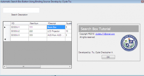 main - Simple Automatic Search Box Tutorial Using Binding Source - Visual Basic 2010 embedded Database MS access  - Free Source Code