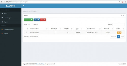 laundry - PHP Laundry Shop Application System PHP/MYSQL Source Code