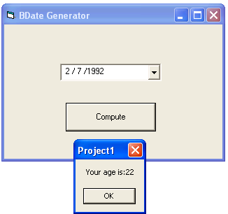 Age Generator in VB6.0 | Free source code, tutorials and articles