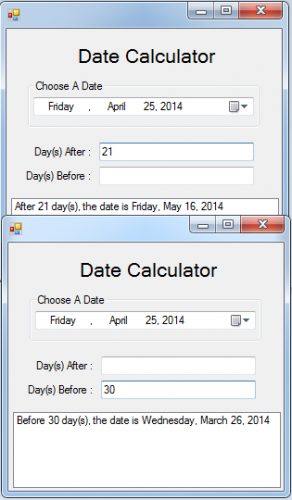 Date Calculator In Visual Basic 2008 Free Source Code Tutorials